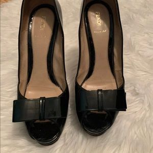 **SOLD**Authentic Fendi Black peep-toe heels